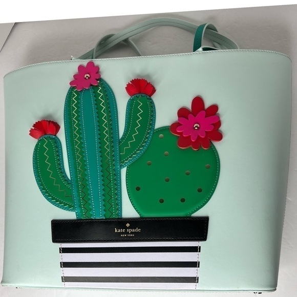 Kate Spade New Horizons Little Len Tote Bag Cactus Flower Design - Picture 14 of 15